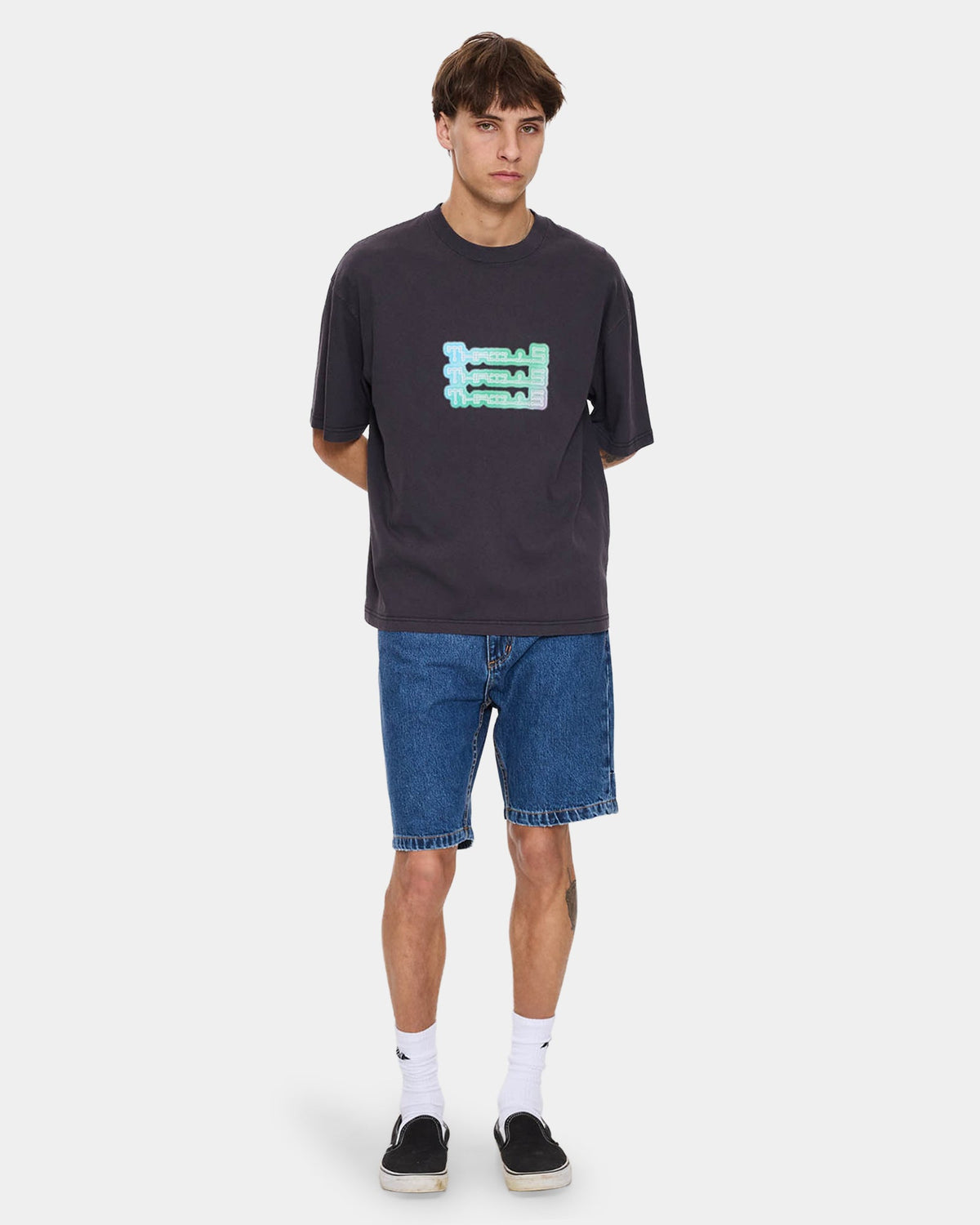 Mens Chopped Hem Slim Straight Denim Shorts