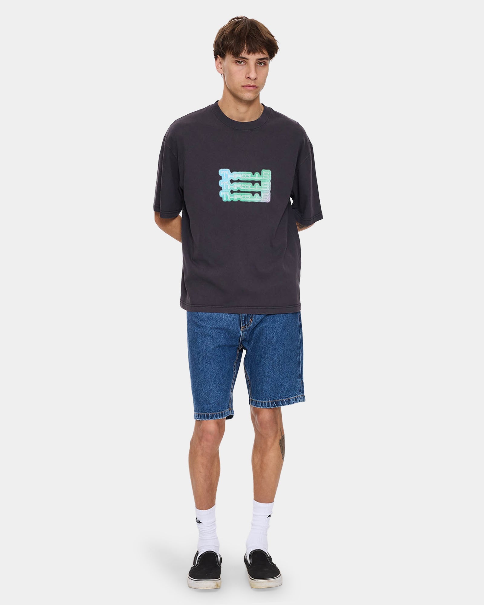 Mens Chopped Hem Slim Straight Denim Shorts