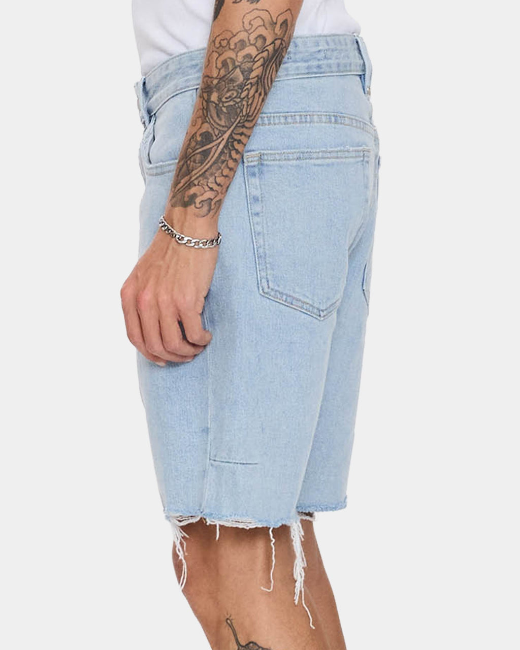 Mens Bones Raw Slim Denim Shorts