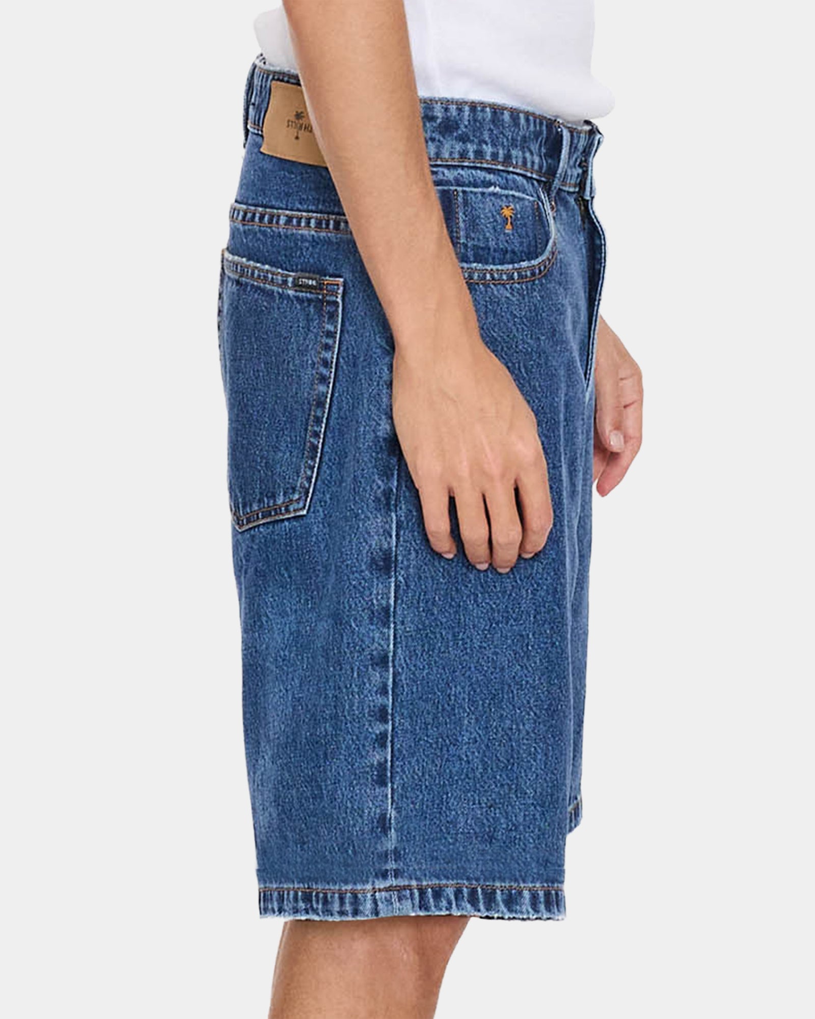 Mens Mid Slacker Relaxed Long Denim Shorts
