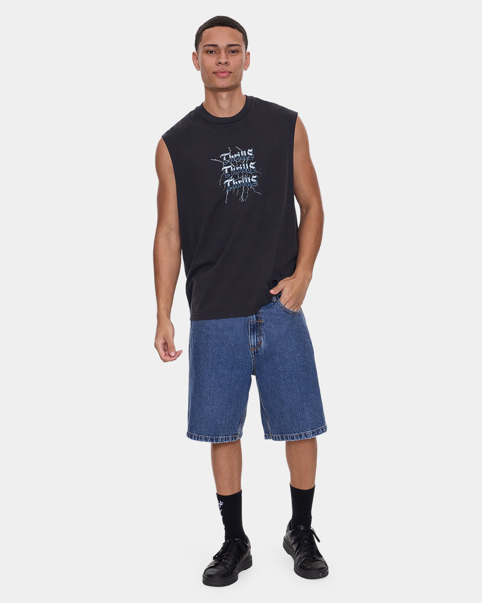 Mens Slacker Mid Denim Shorts