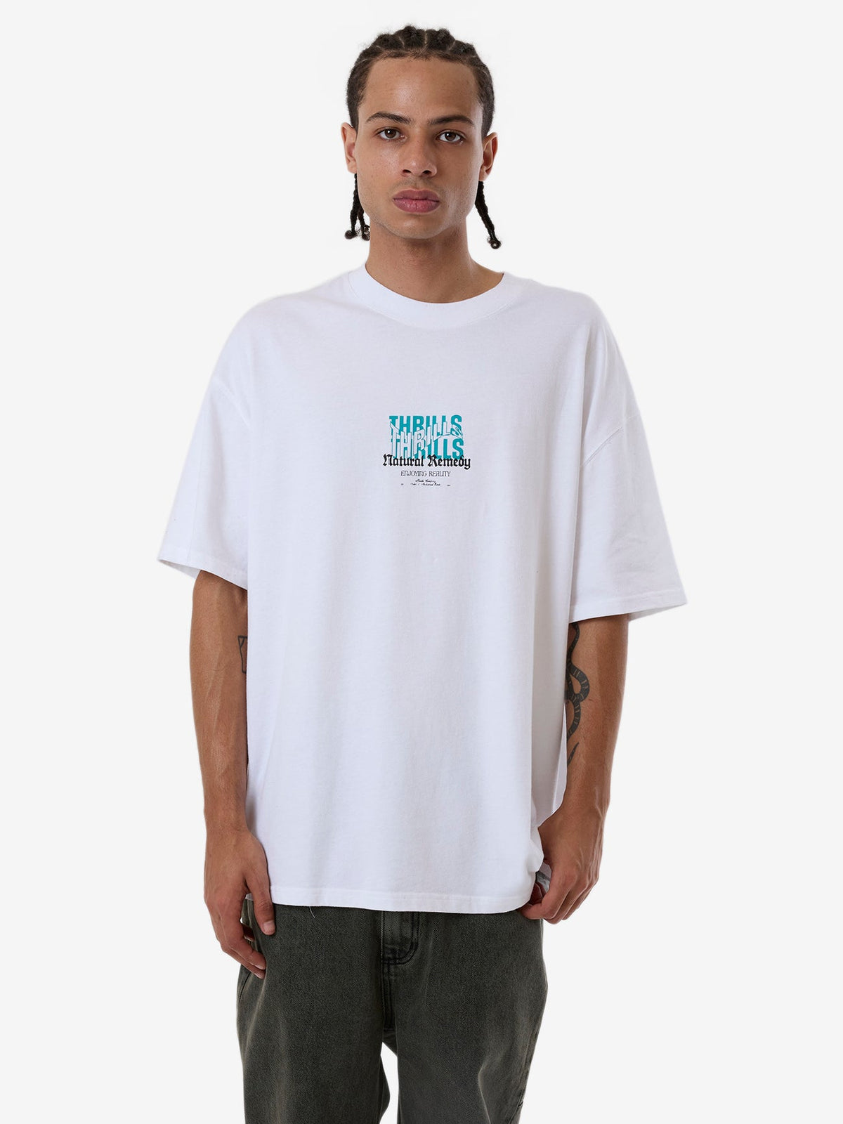 MENS NATURAL REMEDY BOX FIT OVERSIZED T-SHIRT