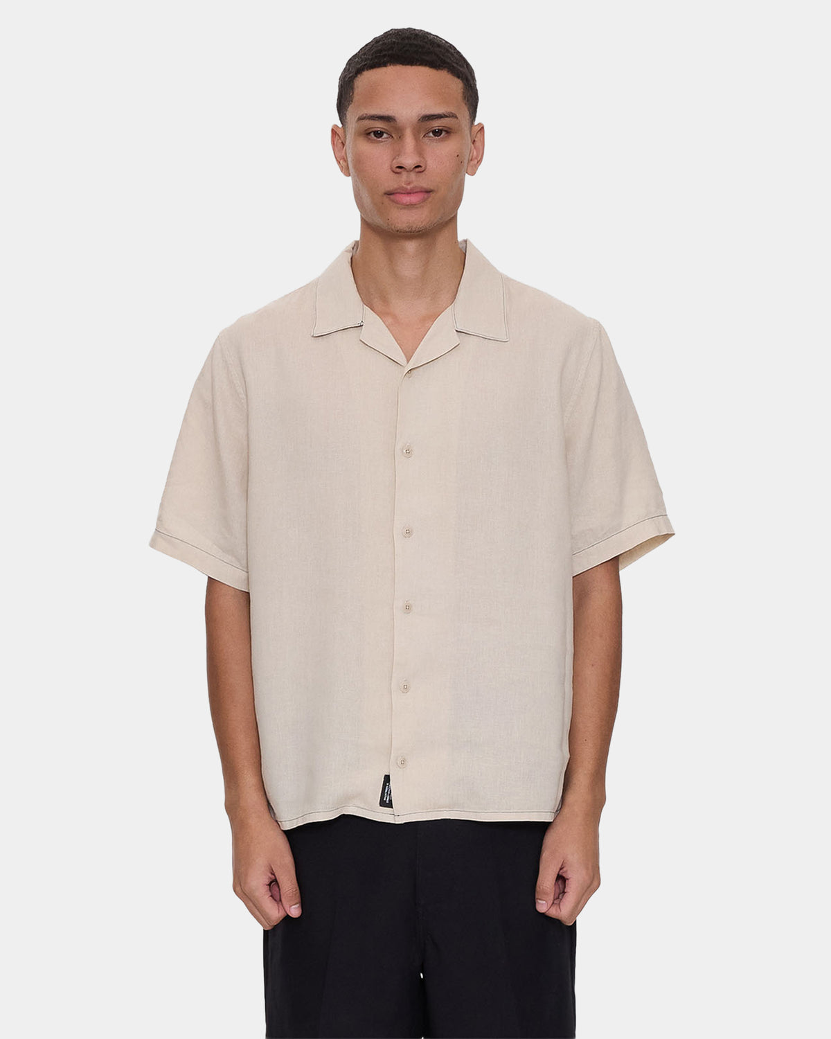 Mens Hemp Minimal Thrills Contrast Stitch Short Sleeve Shirt