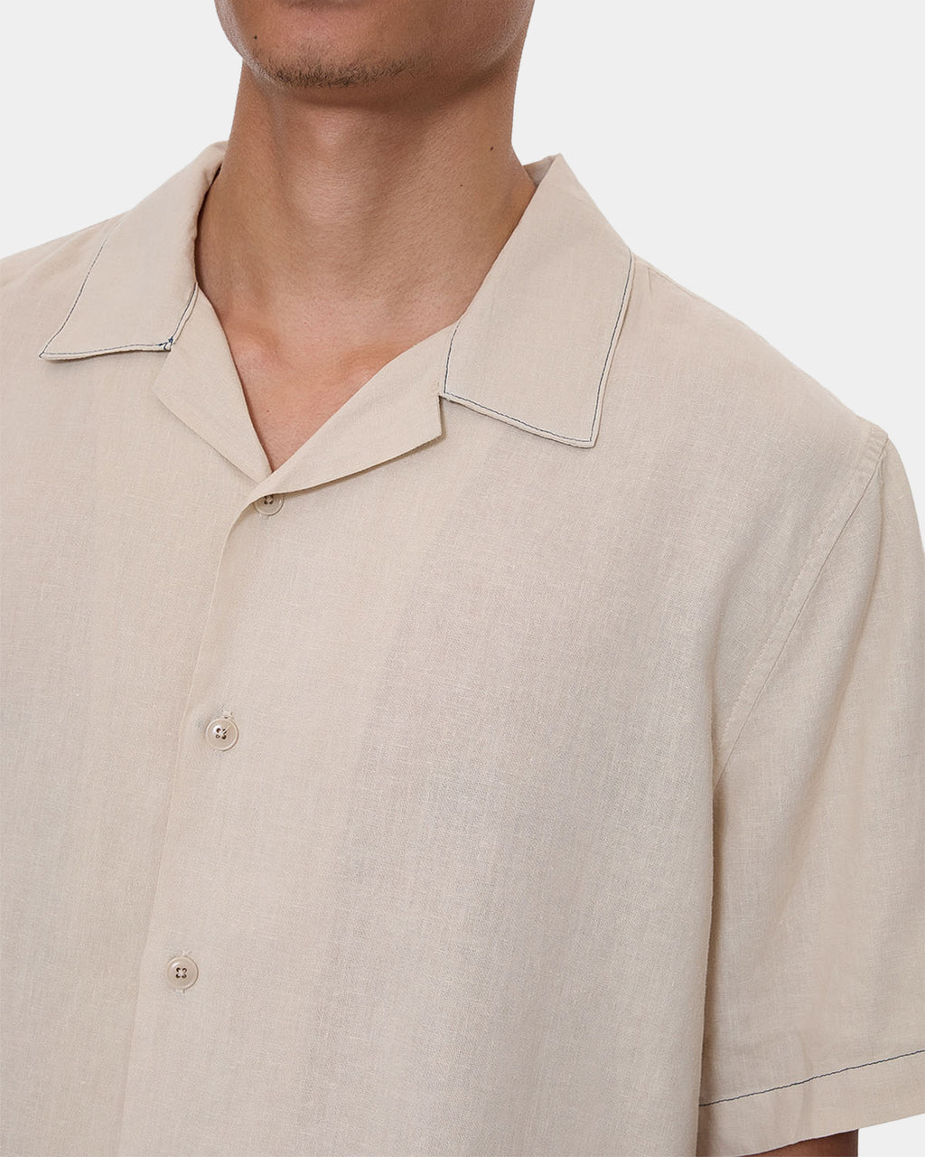 Mens Hemp Minimal Thrills Contrast Stitch Short Sleeve Shirt