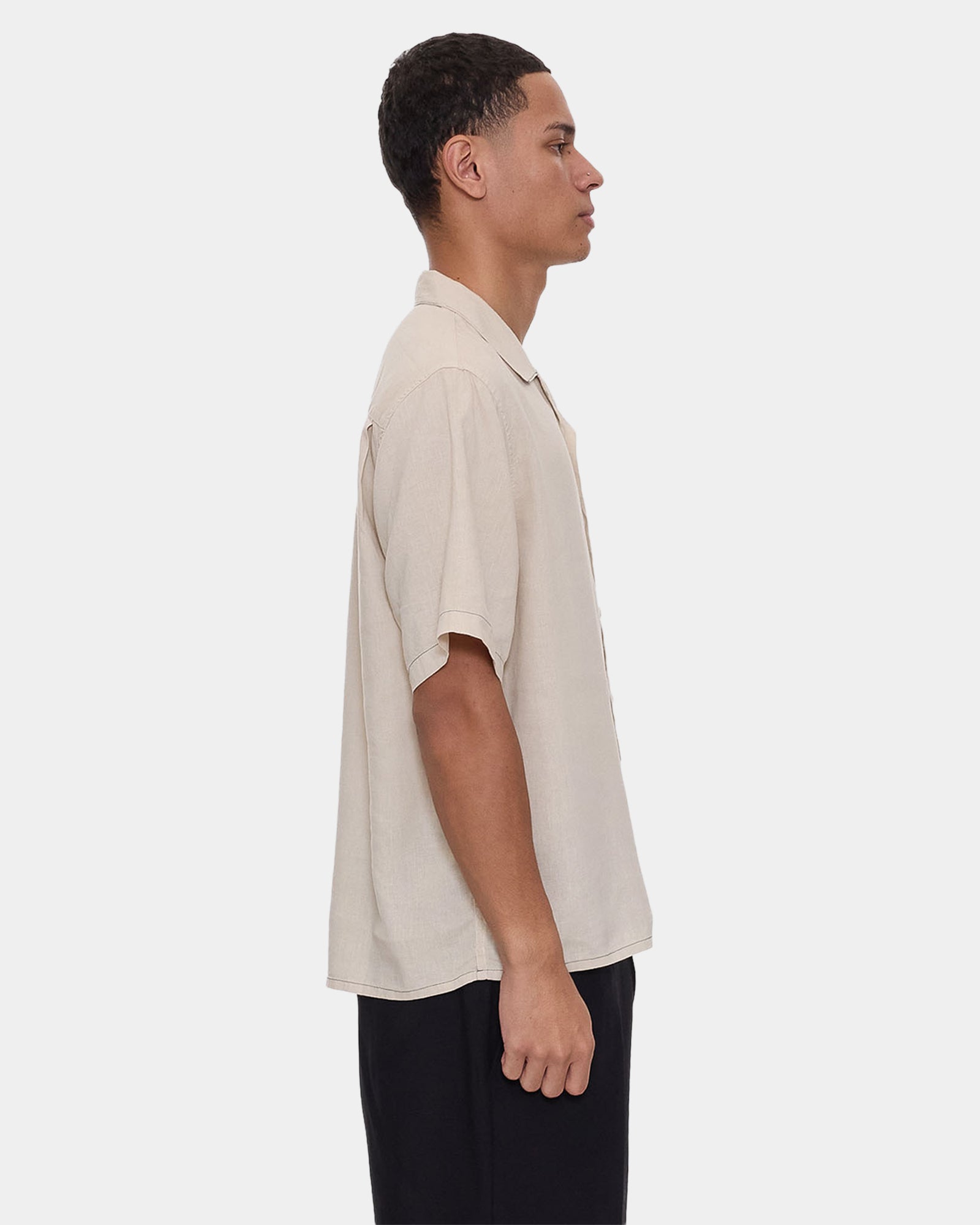 Mens Hemp Minimal Thrills Contrast Stitch Short Sleeve Shirt