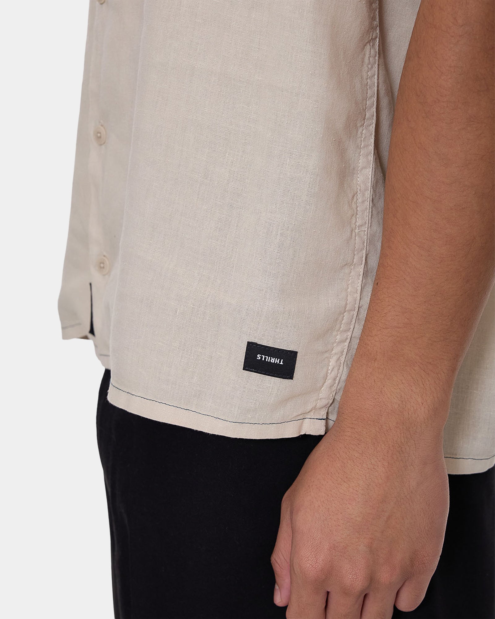 Mens Hemp Minimal Thrills Contrast Stitch Short Sleeve Shirt