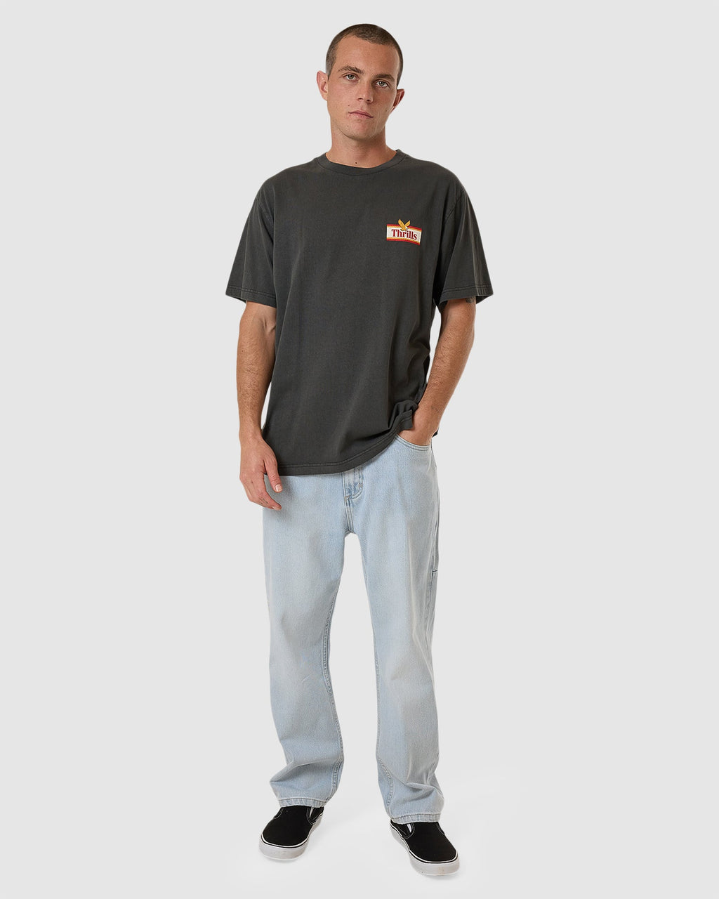 MENS NEVER STOP MERCH FIT TEE