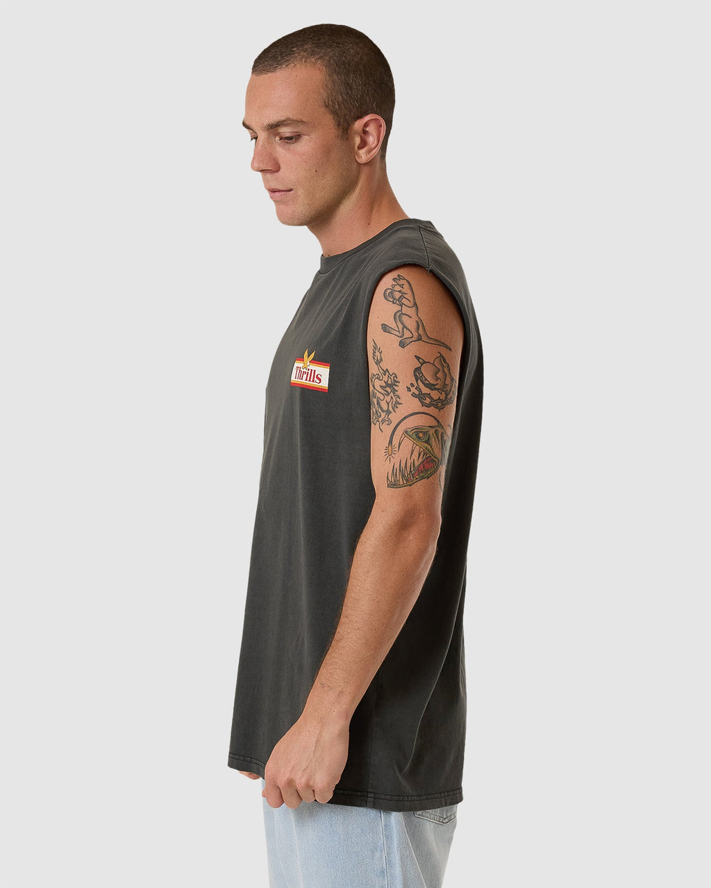 MENS NEVER STOP MERCH FIT TANK TOP