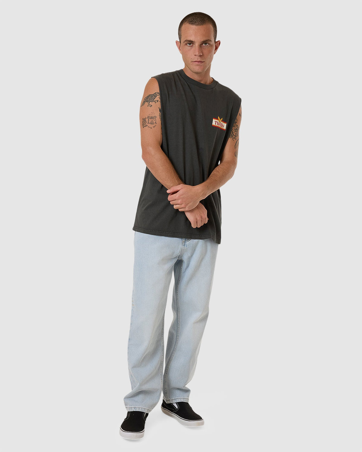 MENS NEVER STOP MERCH FIT TANK TOP