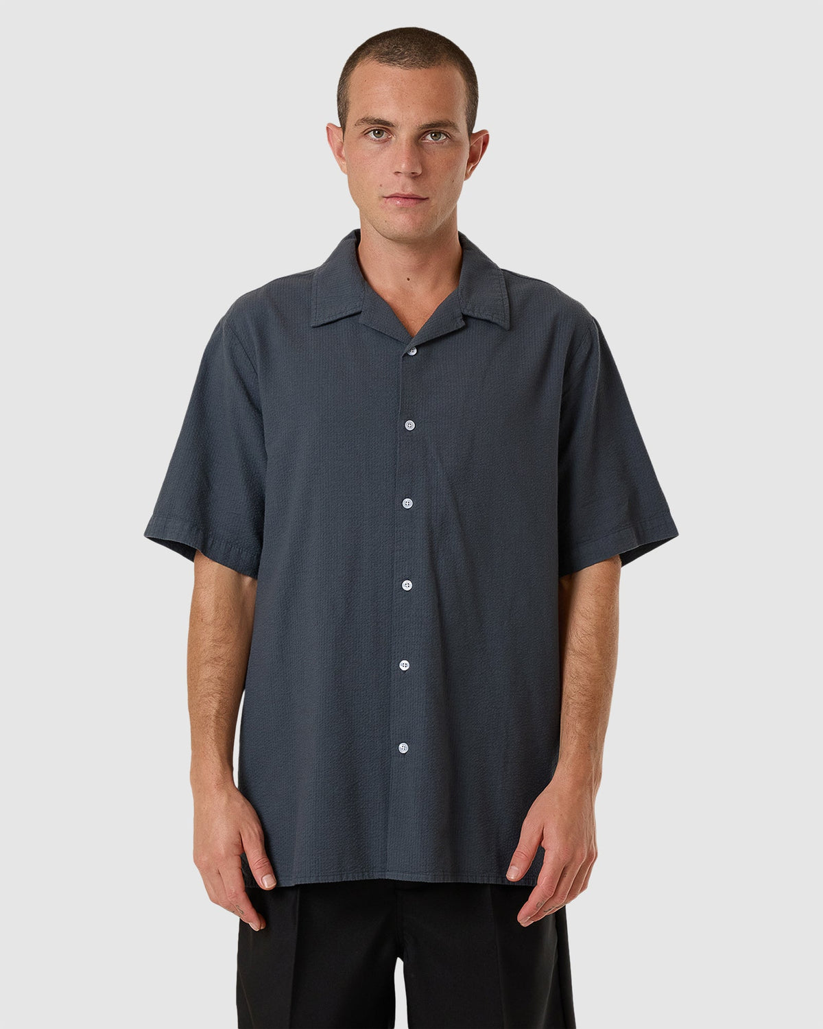 MENS MINIMAL THRILLS STRIPE BOWLING SHIRT