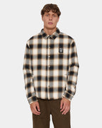STAGGER CROPPED FLANNEL JACKET BLK1