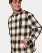 STAGGER CROPPED FLANNEL JACKET BLK1
