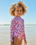 Girls 0-5 Hula Haze One Piece Shortie Long Sleeve Rash Vest