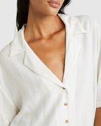Womens Beat Stripe Short Sleeve Short Sleeve Shirt