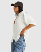 Womens Beat Stripe Short Sleeve Short Sleeve Shirt