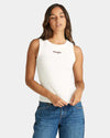 WOMENS STAPLE RIB VINTAGE WHITE TANK