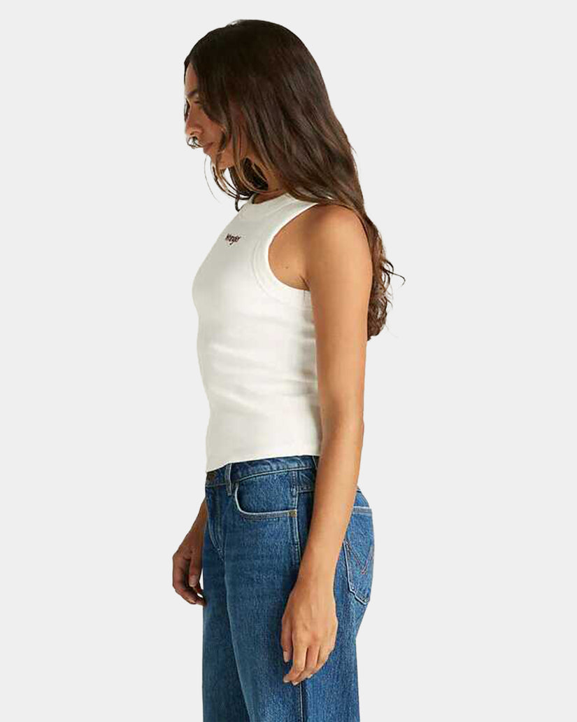 WOMENS STAPLE RIB VINTAGE WHITE TANK