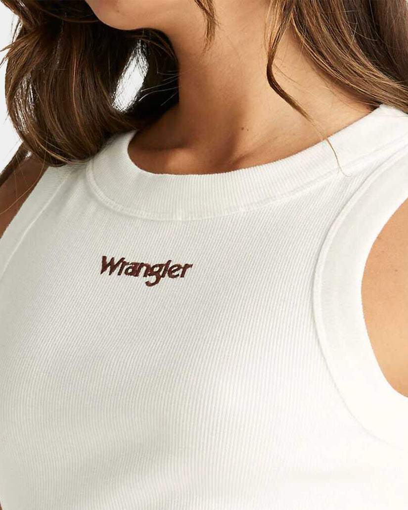 WOMENS STAPLE RIB VINTAGE WHITE TANK