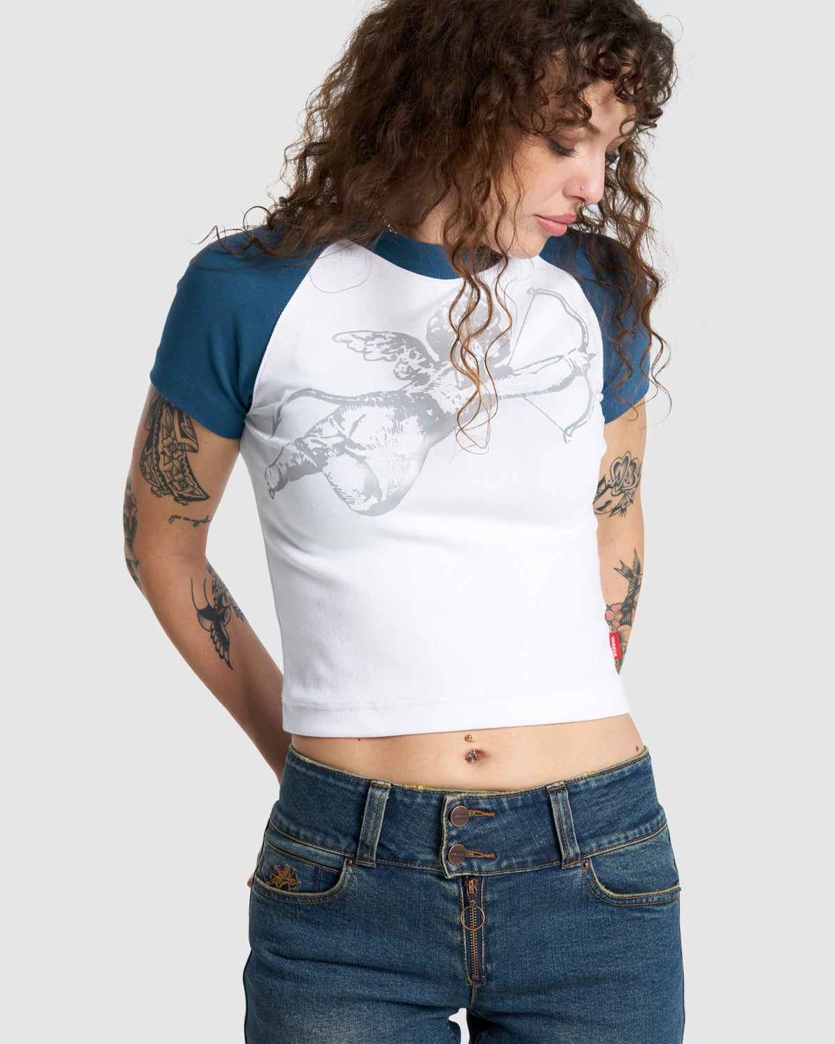 WOMENS CHERUB SLIM RAGLAN T-SHIRT