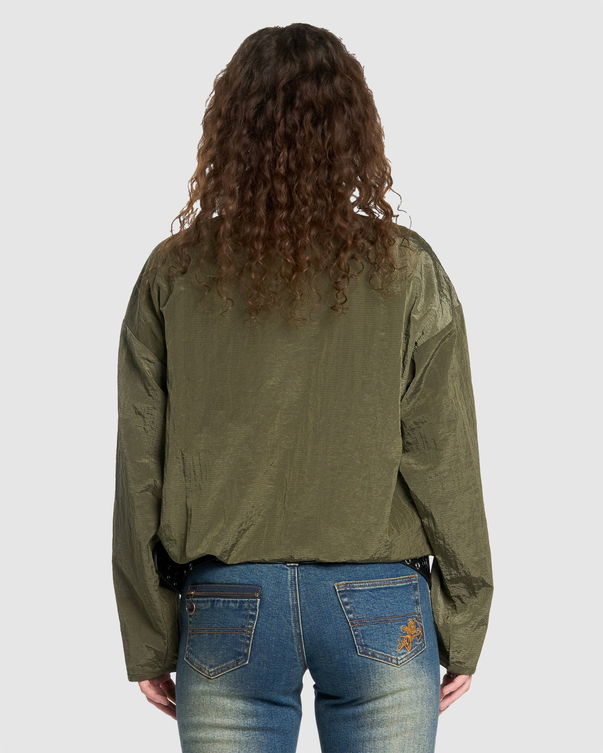 WOMENS STAINED QUARTER ZIP NYLON JACKET