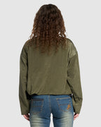 WOMENS STAINED QUARTER ZIP NYLON JACKET