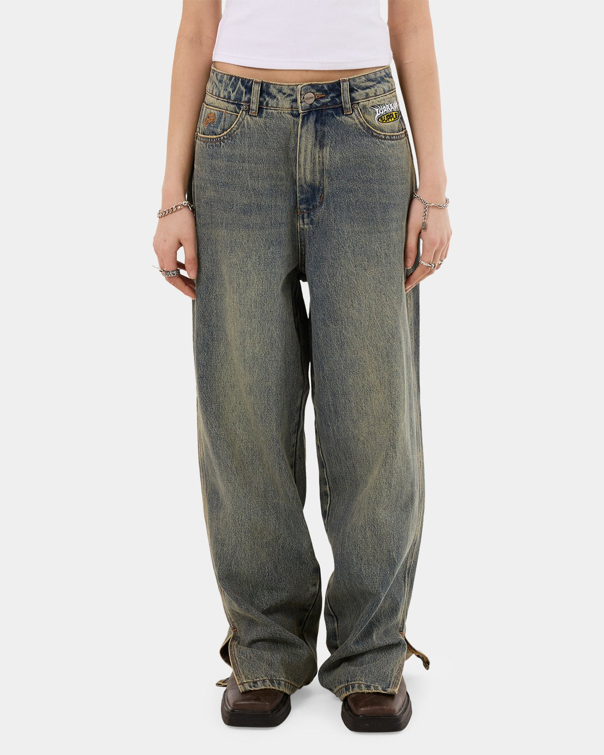 Womens Messenger Big Baggy Denim Jeans