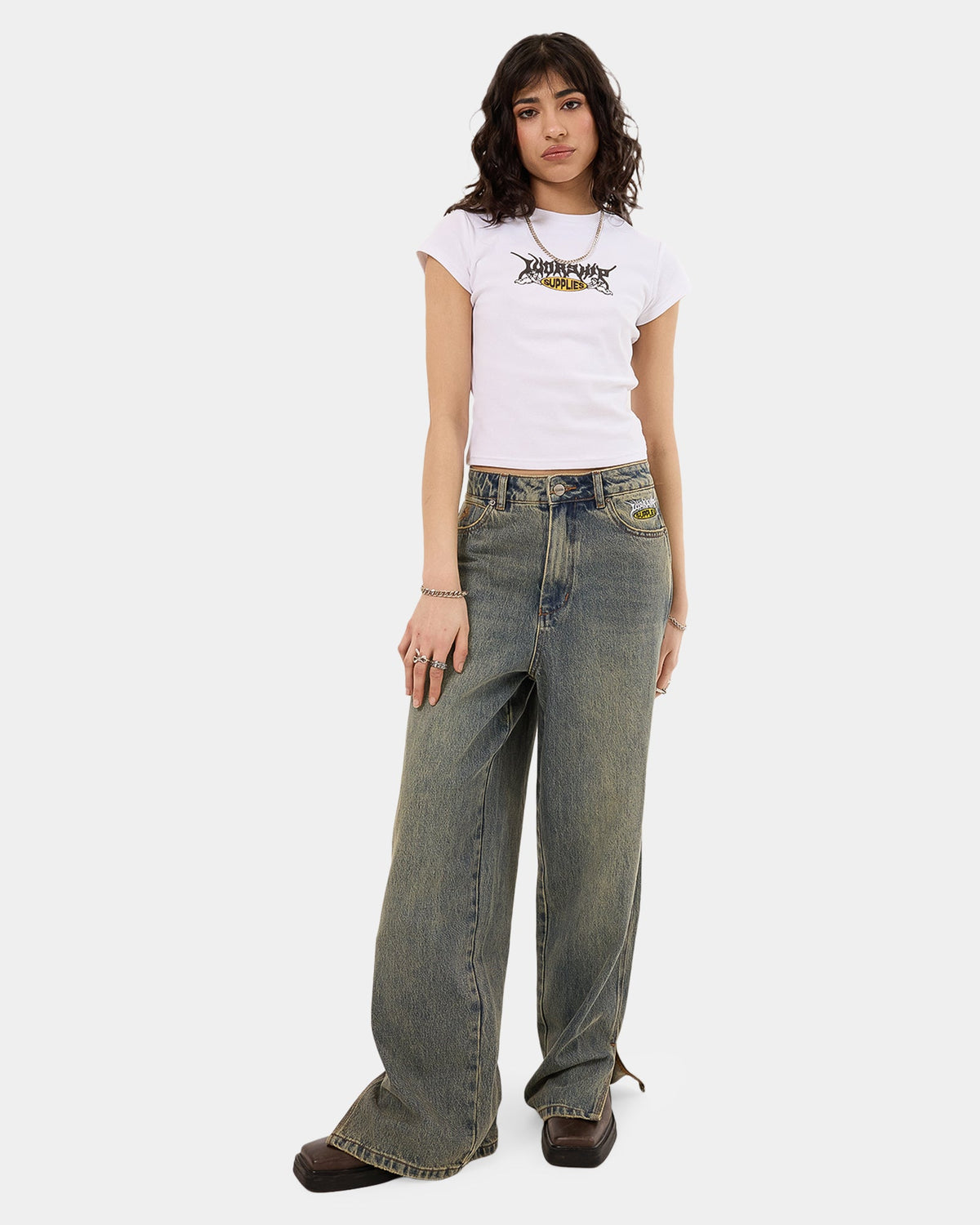 Womens Messenger Big Baggy Denim Jeans