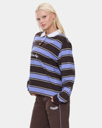 Womens Coed Striped Polo Long Sleeve Shirt