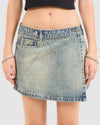 WOMENS VEXED DENIM MINI SKIRT