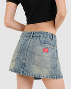 WOMENS VEXED DENIM MINI SKIRT
