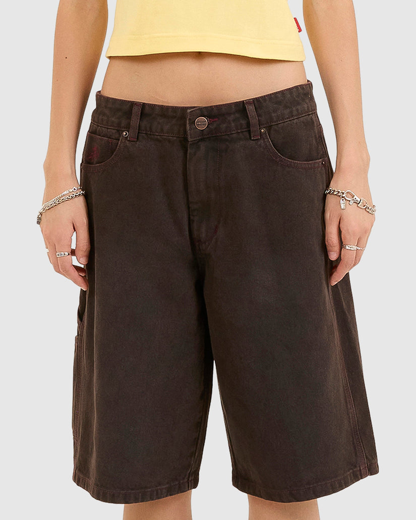 WOMENS DEJAVOODOO BIG BAGGY CARPENTER DENIM SHORTS
