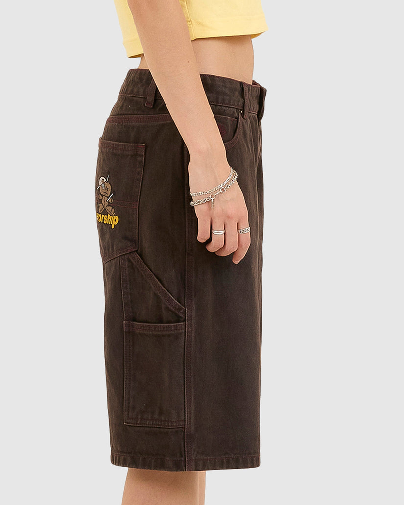 WOMENS DEJAVOODOO BIG BAGGY CARPENTER DENIM SHORTS