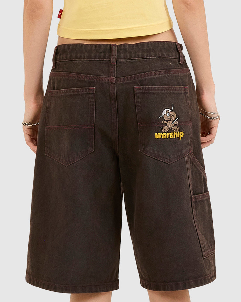 WOMENS DEJAVOODOO BIG BAGGY CARPENTER DENIM SHORTS