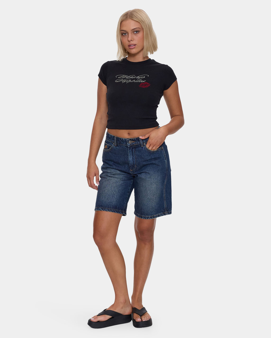Womens Sloucher Denim Shorts