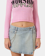 WOMENS VEXED DENIM MINI SKIRT
