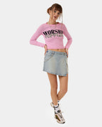 WOMENS VEXED DENIM MINI SKIRT