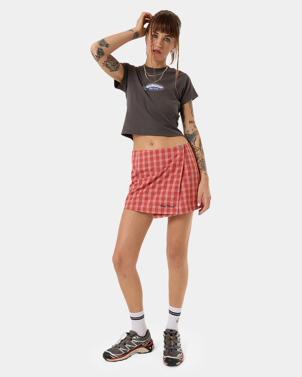 Womens Class Micro Wrap Mini Skirt
