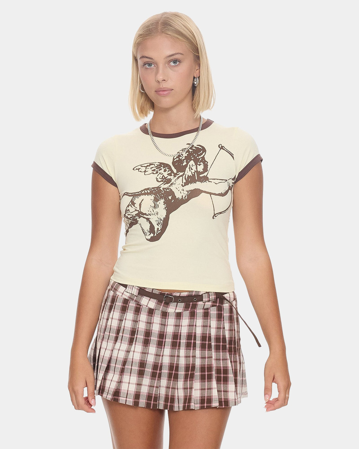 Womens Cherub Cap Sleeve Ringer T-Shirt