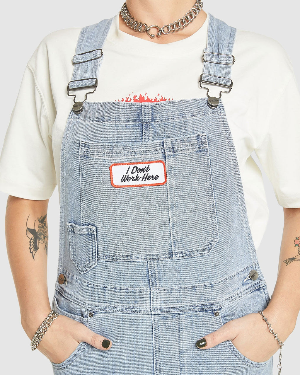 WOMENS DOUBLE KNEE DENIM JUMPSUIT OVERALLS