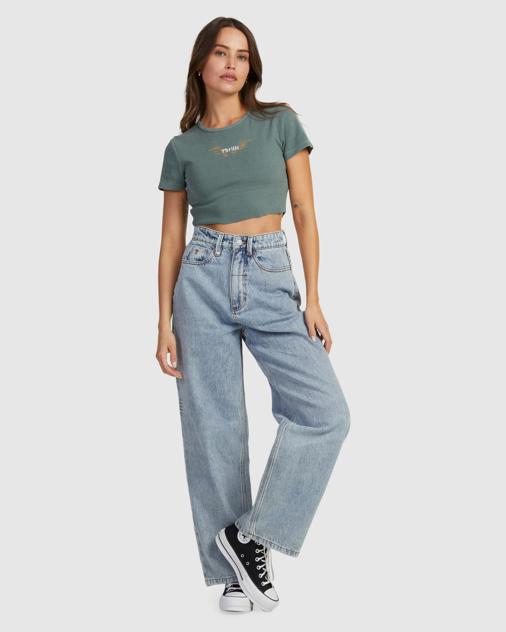 WOMENS THRILLS GOLDEN WINGS BABY CROP T-SHIRT