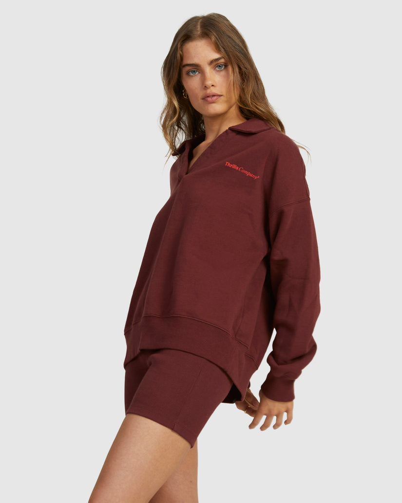 WOMENS DENSITY SLOUCH FLEECE POLO SHIRT