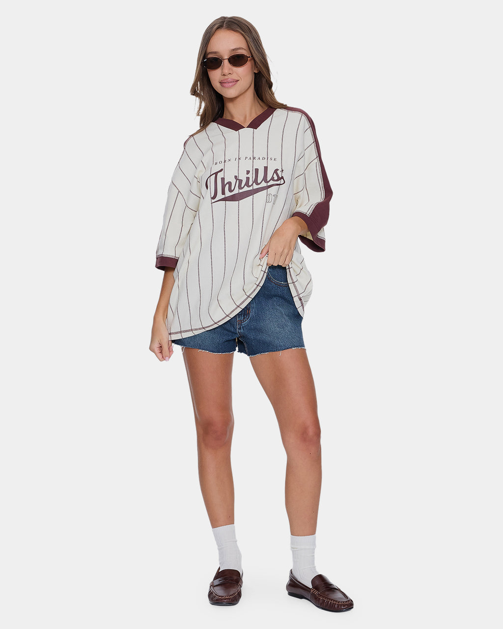 Womens Baseline Stripe V T-Shirt