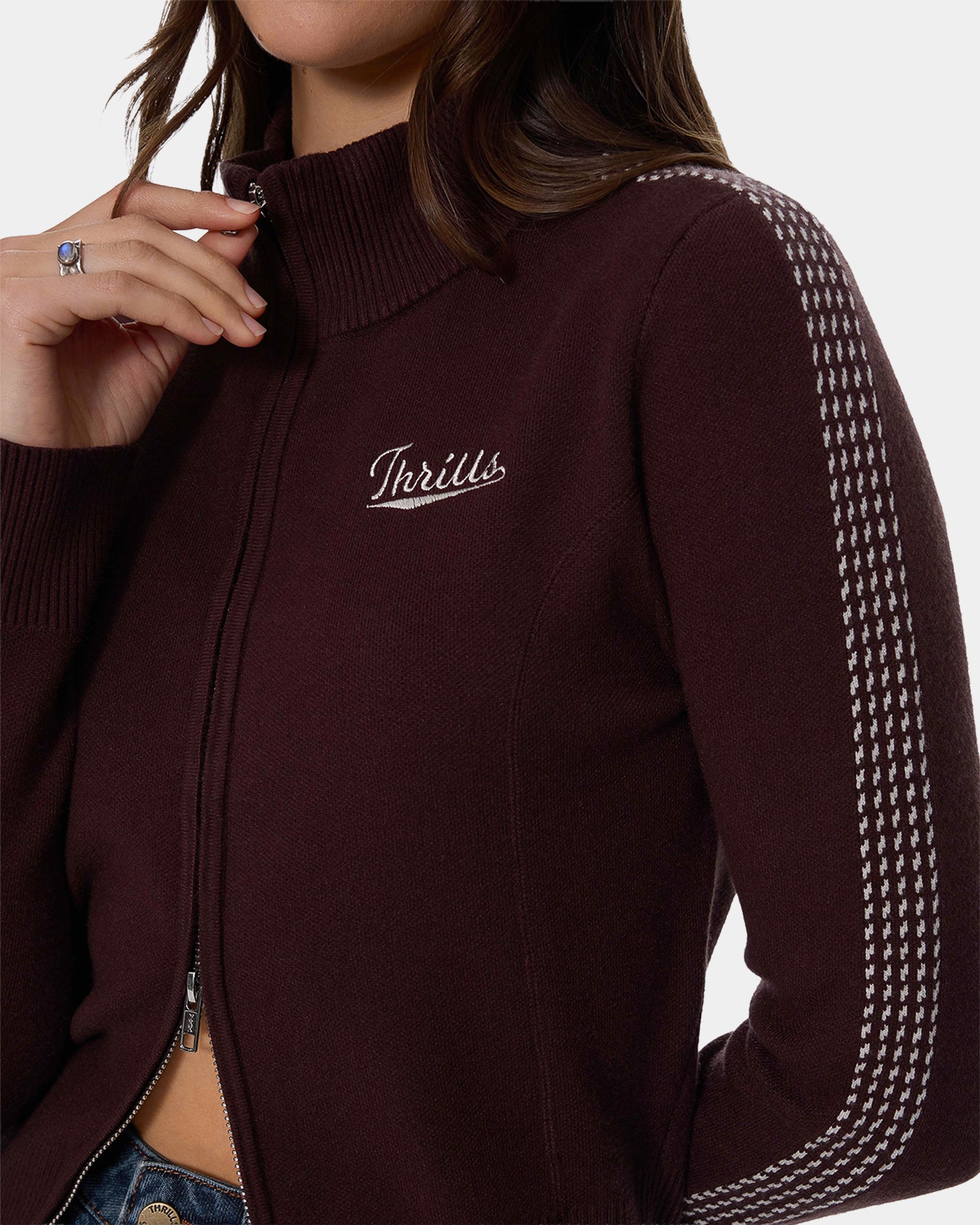 Womens Final Call Zip Knit Sweater