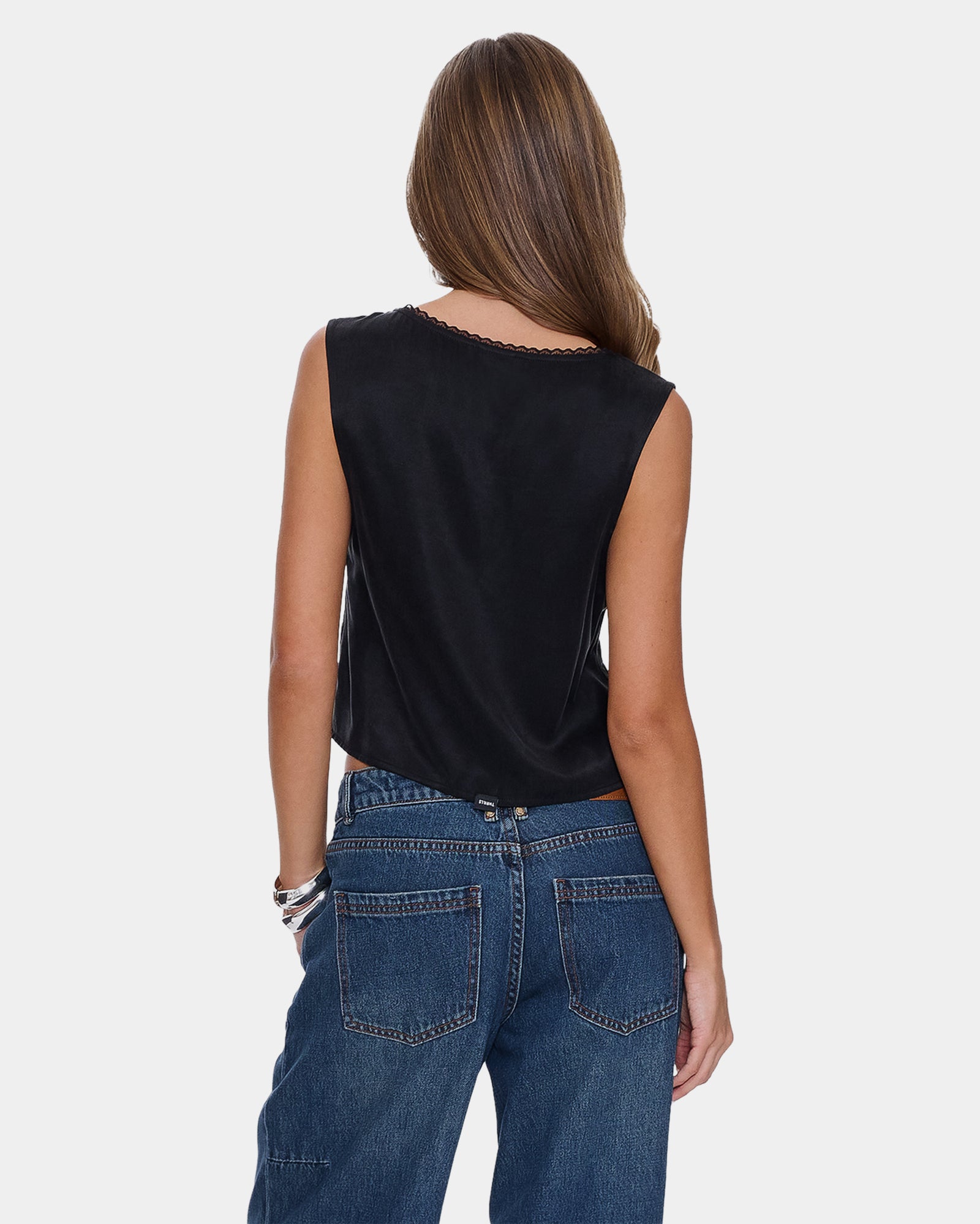 Womens Saige Tie Front Crop Top