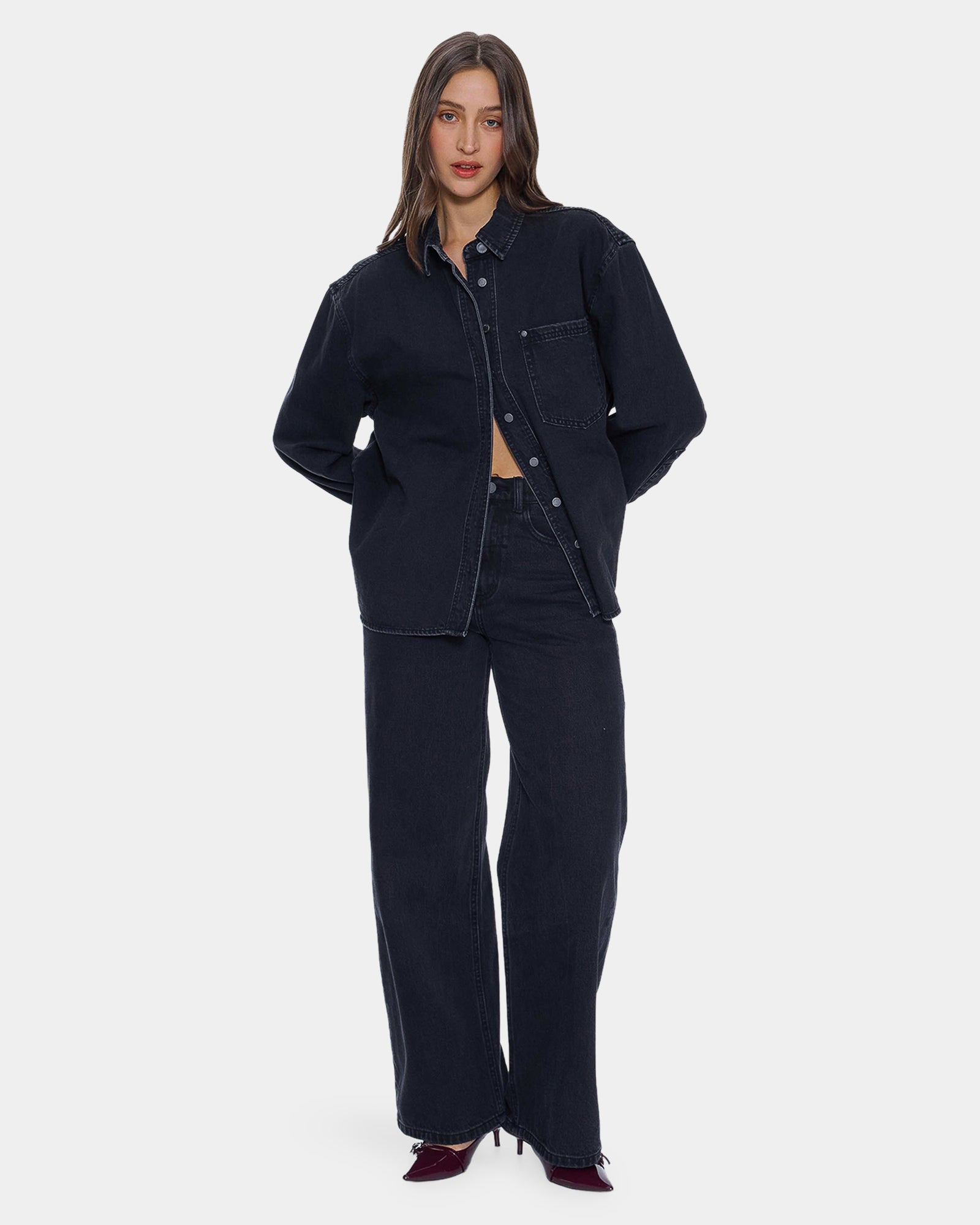 Womens Melina Oversized Denim Long Sleeve Shirt