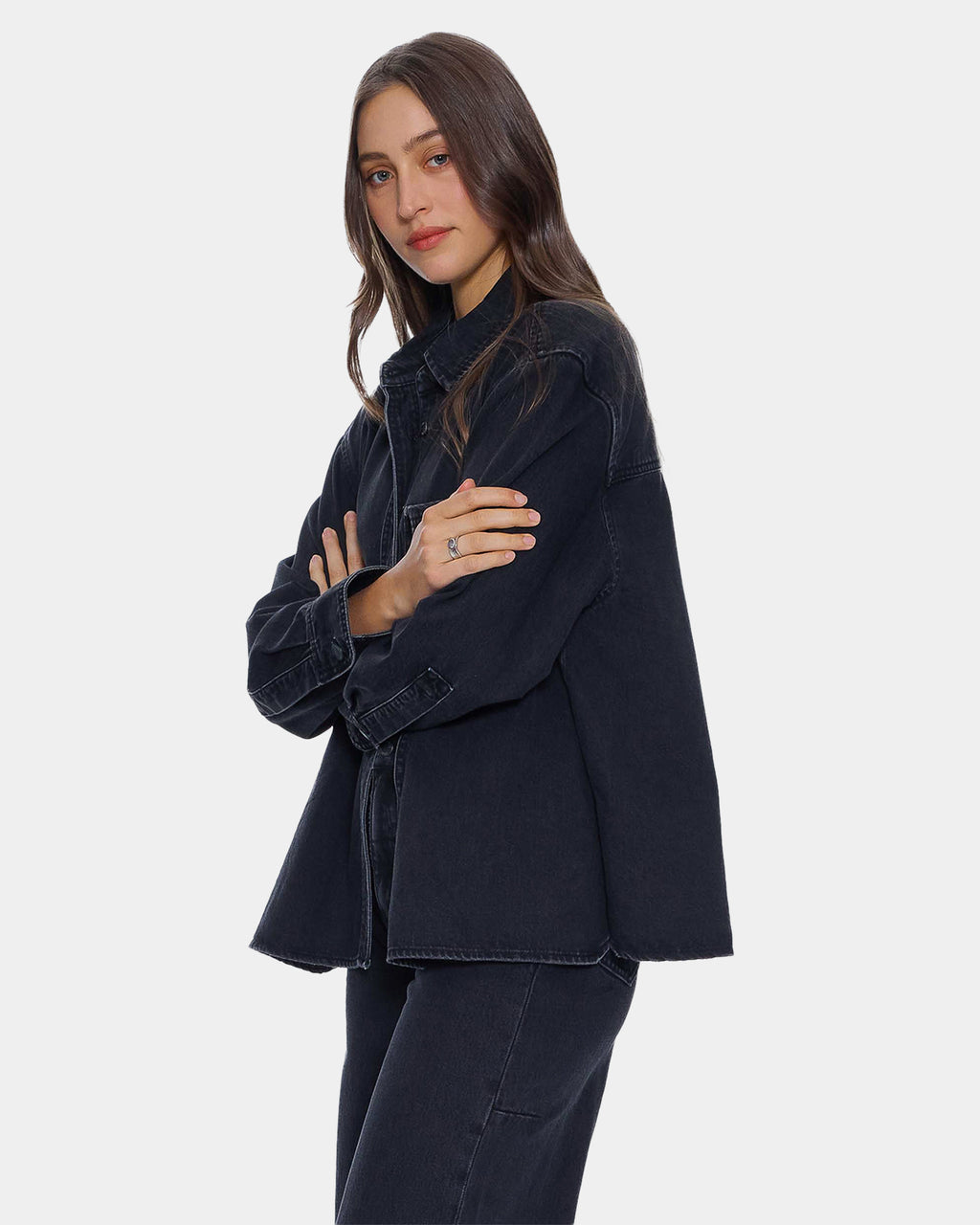 Womens Melina Oversized Denim Long Sleeve Shirt