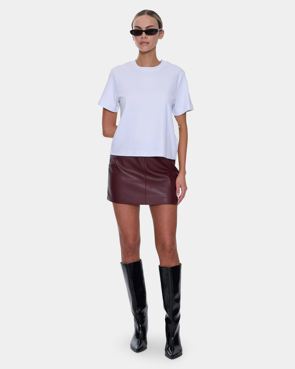 Womens Ethan Leather Mini Skirt