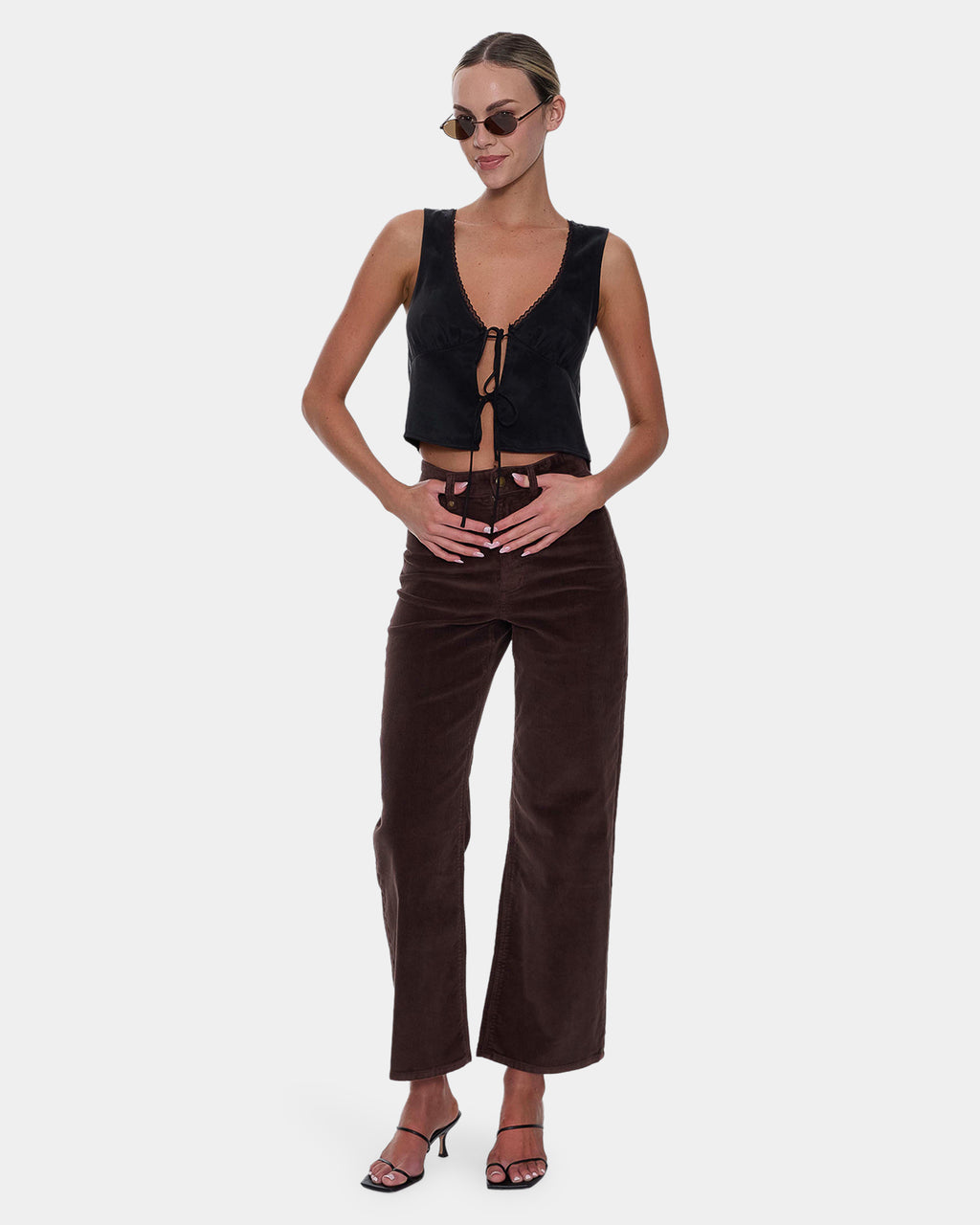 Womens Holly High Rise Stretch Wide Cord Pants