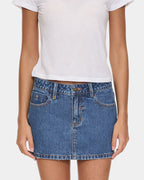 Womens Carmen Mid Rise Micro Denim Skirt