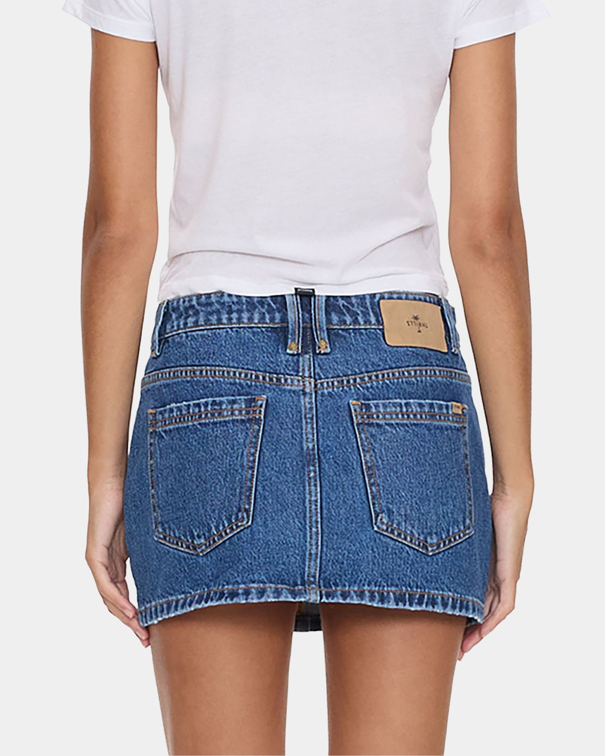 Womens Carmen Mid Rise Micro Denim Skirt